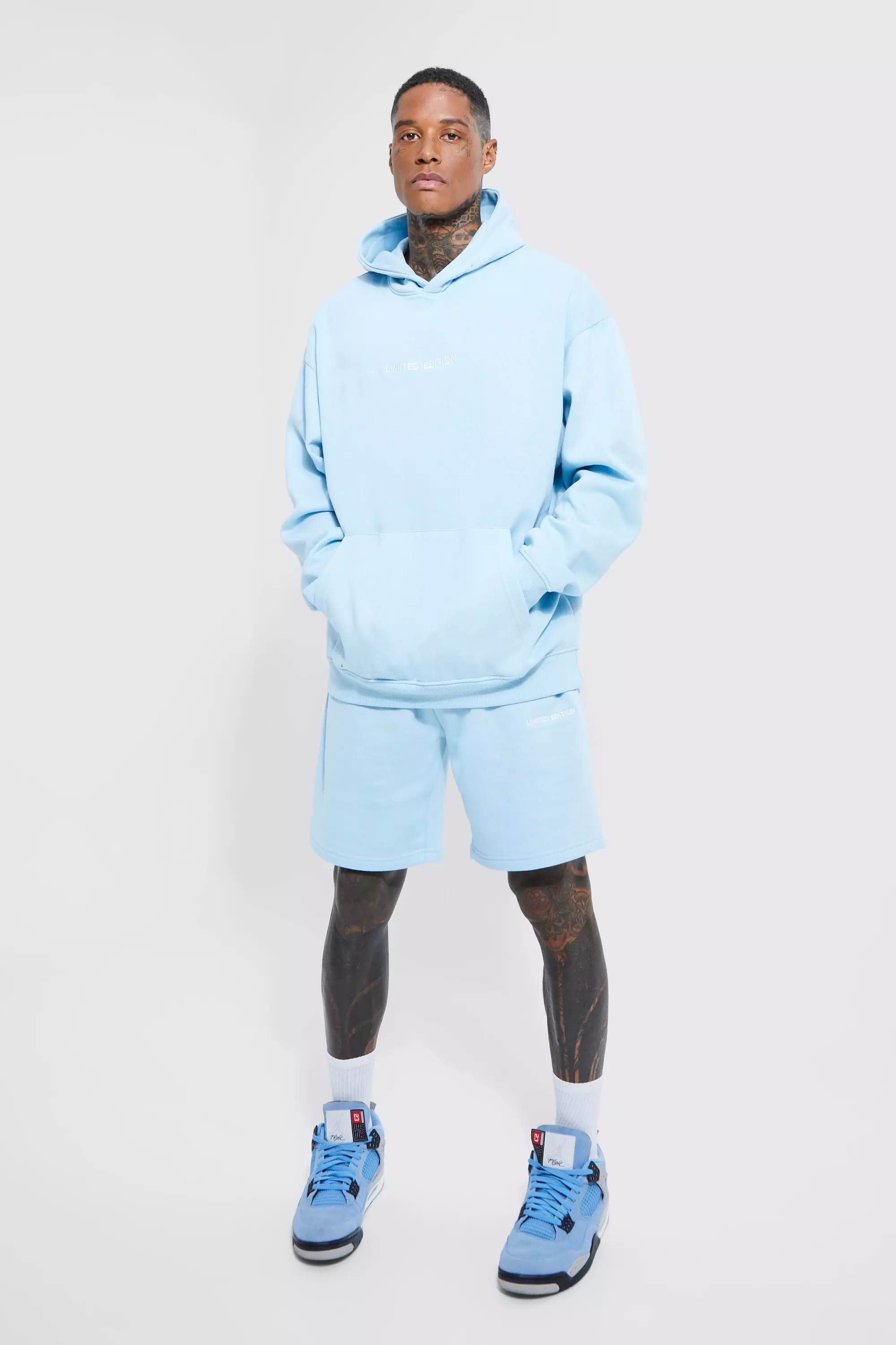 Lightweight Oversized Hooded Short Tracksuit boohooMAN